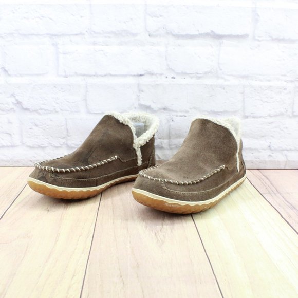 LL Bean Brown Suede Fleece Lined Mountain Slipper Moc Boot Size 7 M - Picture 2 of 10
